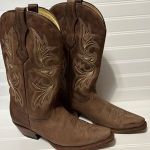 Corral Brown Leather Embroidered Cowboy Pointed Toe Boots Mens Size 8 D